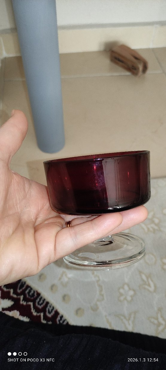 Bordo Koyu Renkli Cam kase - Görsel 4