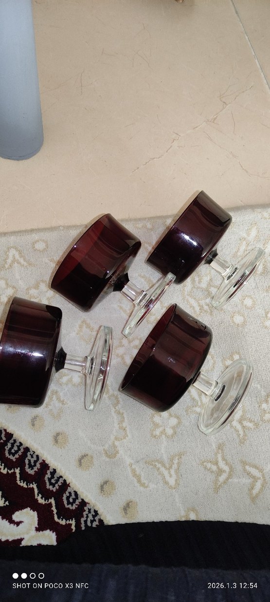 Bordo Koyu Renkli Cam kase - Görsel 2