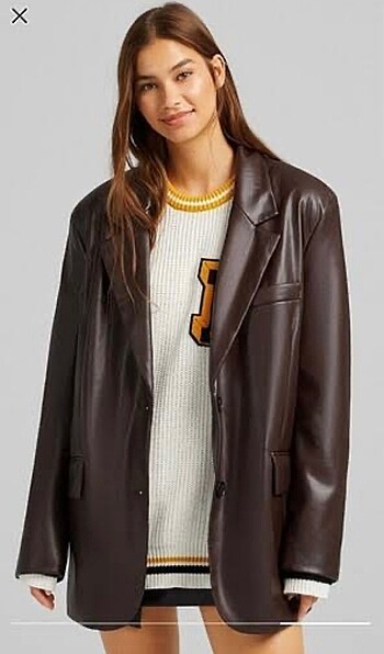BERSHKA DERİ BLAZER CEKET