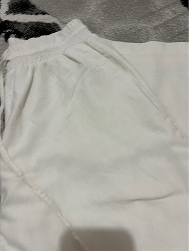 36 Beden beyaz Renk Beyaz keten pantolon astarlı