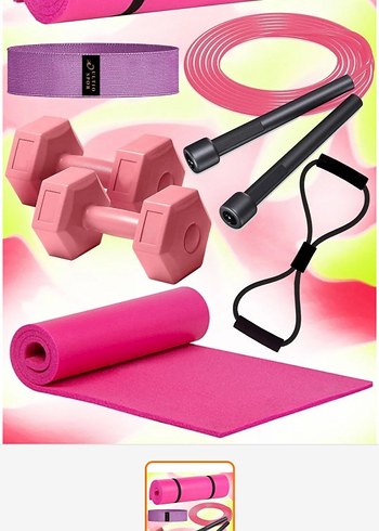 Pembe Egzersiz Matı ve Fitness Seti