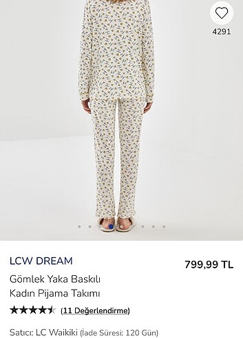 l Beden LCW DREAM gömlek yaka baskılı hamile pijama takımı