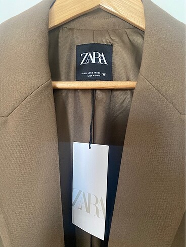 s Beden haki Renk Zara Uzun Haki Blazer Ceket
