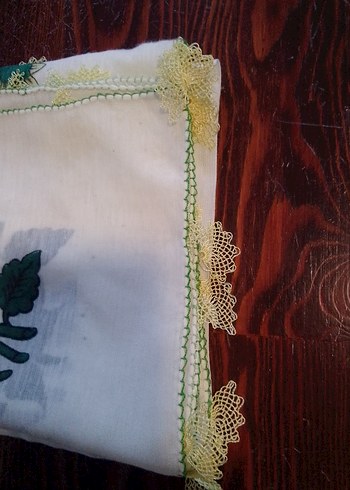 Dantel Kenarlı Vintage Kadın Fular - Görsel 6