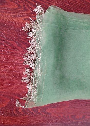 Dantel Detaylı Yeşil Bohem Kadın Fuları - Görsel 4