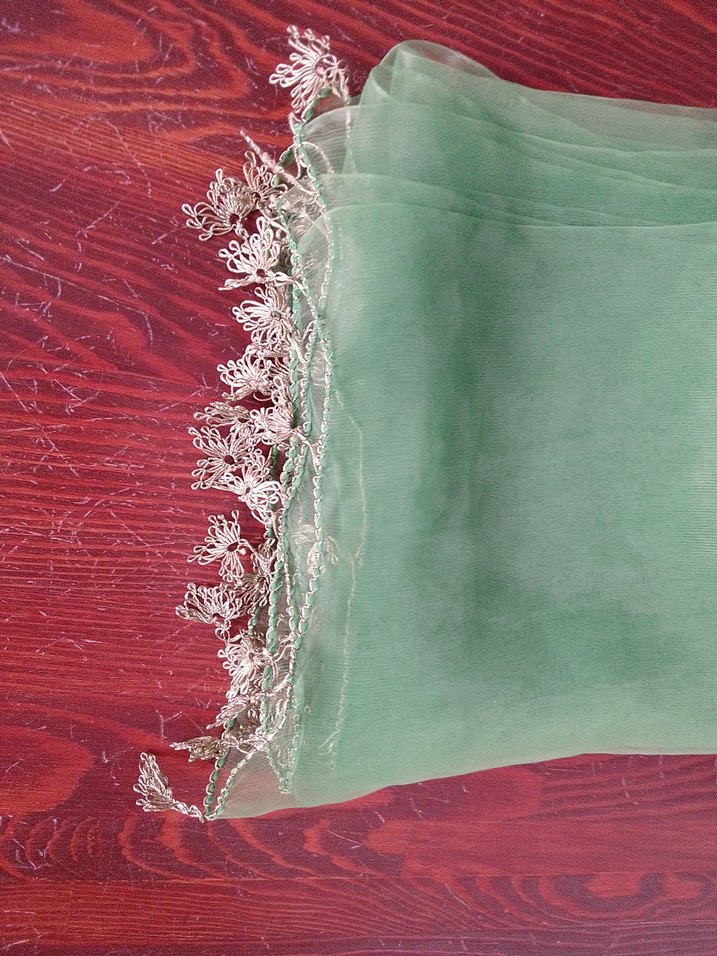 Dantel Detaylı Yeşil Bohem Kadın Fuları - Görsel 4