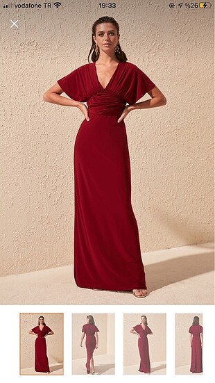 Bordo gece elbisesi