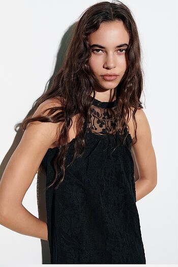 Zara Zara kontrast örme midi elbise