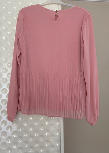 Zara Pembe Piliseli Uzun Kollu Bluz