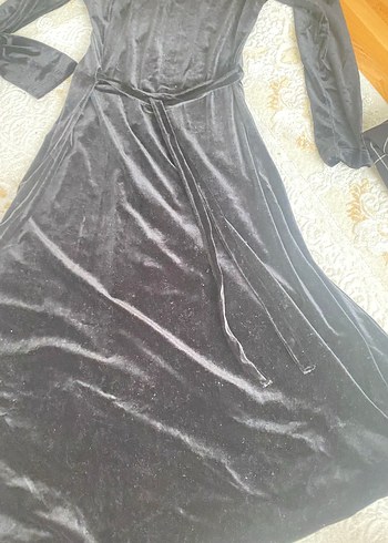 Siyah kadife midi boy Kadın Elbise