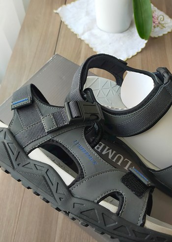 Gri Erkek Spor Tarzı Cırt Cırtlı Sandalet - Görsel 2