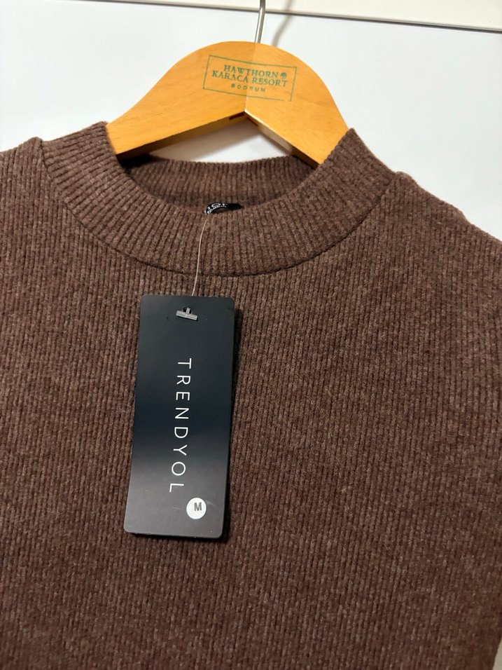 Kahverengi Triko Kadın Elbise - Görsel 3