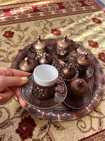 Orijinal bakır fincan takımı