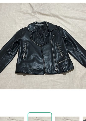 Stradivarius Stradivarious Siyah Deri Biker Ceket