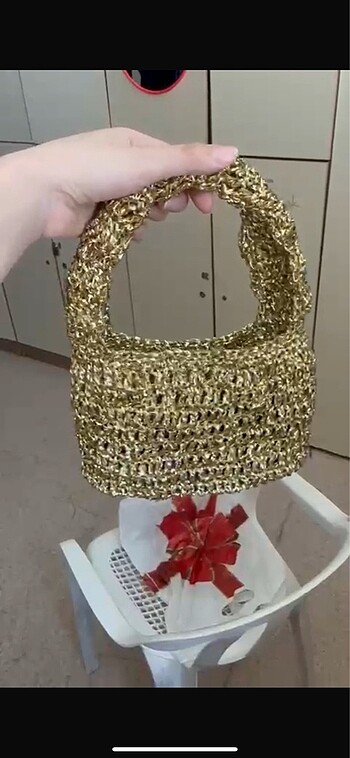 Tasarımcı Gold hasır çanta