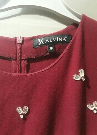 36 Beden bordo Renk Alvina elbise