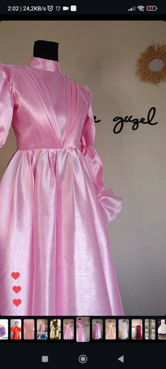 Pembe Uzun Kollu Drapeli Kadın Abiye - Görsel 3