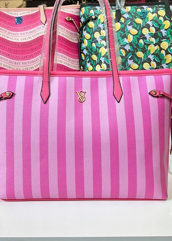 Victoria's Secret Pembe Çizgili Kadın Çanta