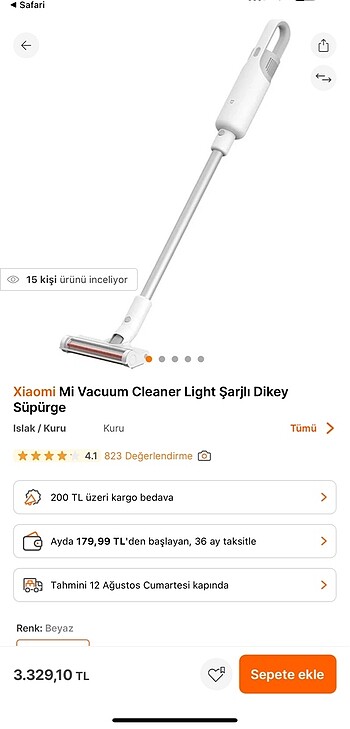 Xioami mi vacuum Cleaner Light Şarjlı Dikey Süpürge