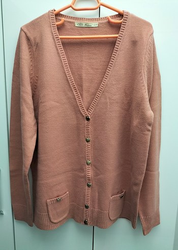 LC Waikiki V Yaka Dugmeli Pudra Pembe Triko Hirka