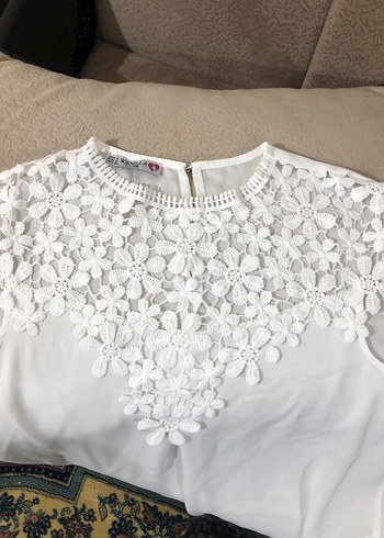 Dantel Detaylı Beyaz Straplez Bluz - Görsel 10