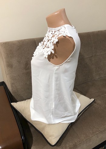 Dantel Detaylı Beyaz Straplez Bluz - Görsel 8