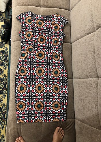 Boncuk İşlemeli Uzun Desenli Kadın Kalem Elbise - Görsel 6