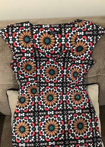 Boncuk İşlemeli Uzun Desenli Kadın Kalem Elbise - Görsel 4