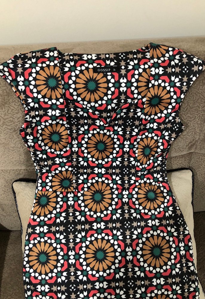 Boncuk İşlemeli Uzun Desenli Kadın Kalem Elbise - Görsel 4