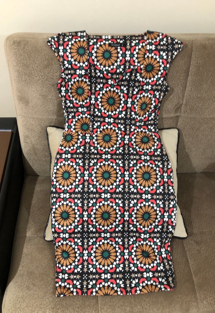 Boncuk İşlemeli Uzun Desenli Kadın Kalem Elbise - Görsel 3