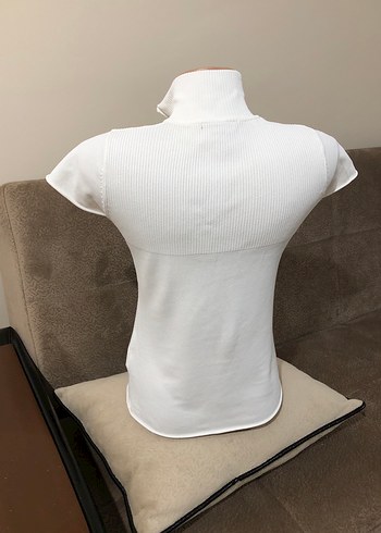 Beyaz Yarım Kollu Fermuarlı Mini Yelek - Görsel 8