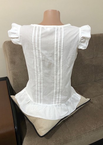 Düğmeli Beyaz Pamuklu Bohem Mini Bluz - Görsel 6