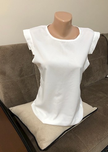 Beyaz Kadın Kısa Kollu Bluz - Görsel 2