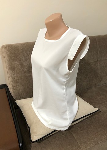 Beyaz Kadın Kısa Kollu Bluz - Görsel 5