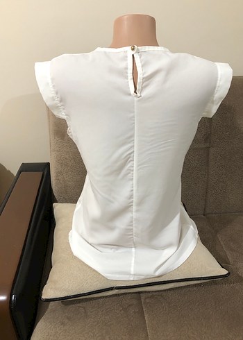 Beyaz Kadın Kısa Kollu Bluz - Görsel 6