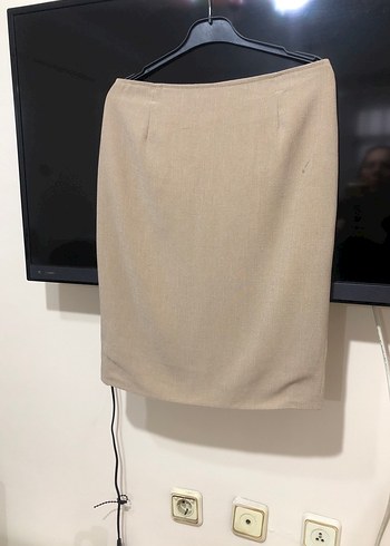 Bej Midi Kadın Kalem Etek - Görsel 8