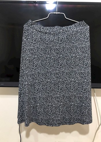 Düğmeli Siyah Puantiyeli Midi Etek - Görsel 11