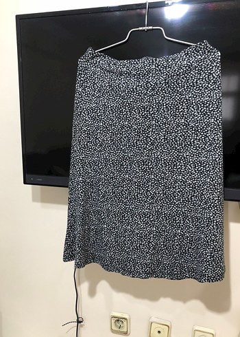 Düğmeli Siyah Puantiyeli Midi Etek - Görsel 12