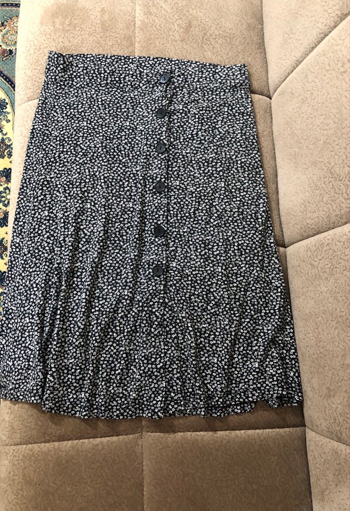 Düğmeli Siyah Puantiyeli Midi Etek - Görsel 4