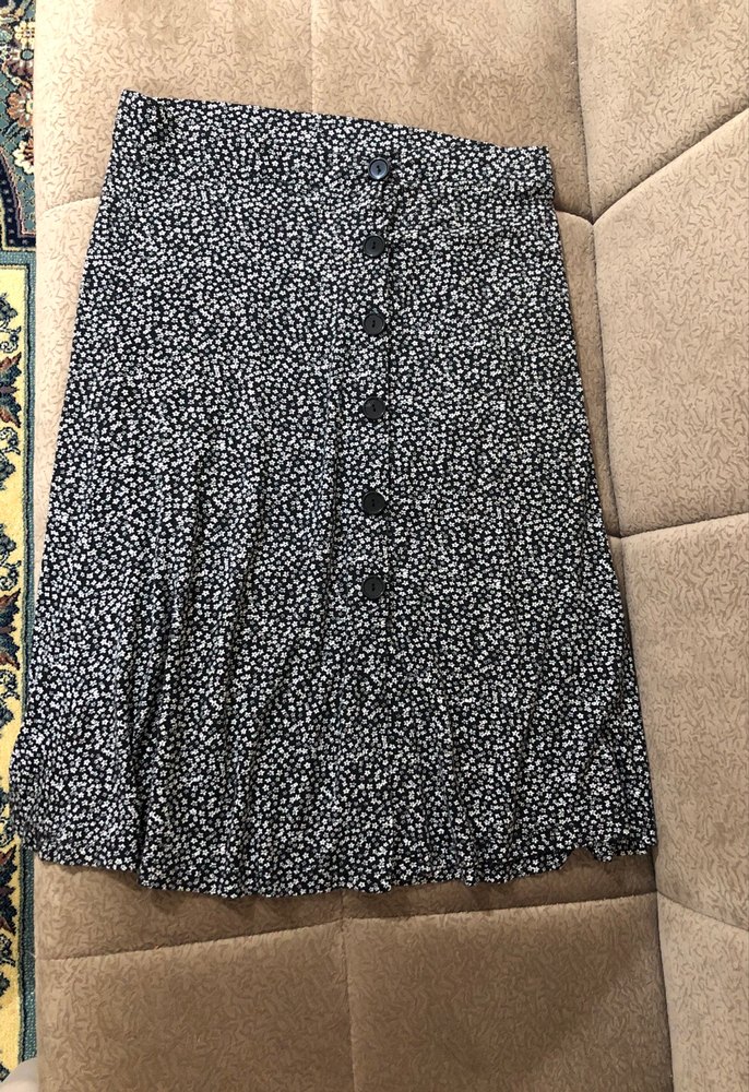 Düğmeli Siyah Puantiyeli Midi Etek - Görsel 3