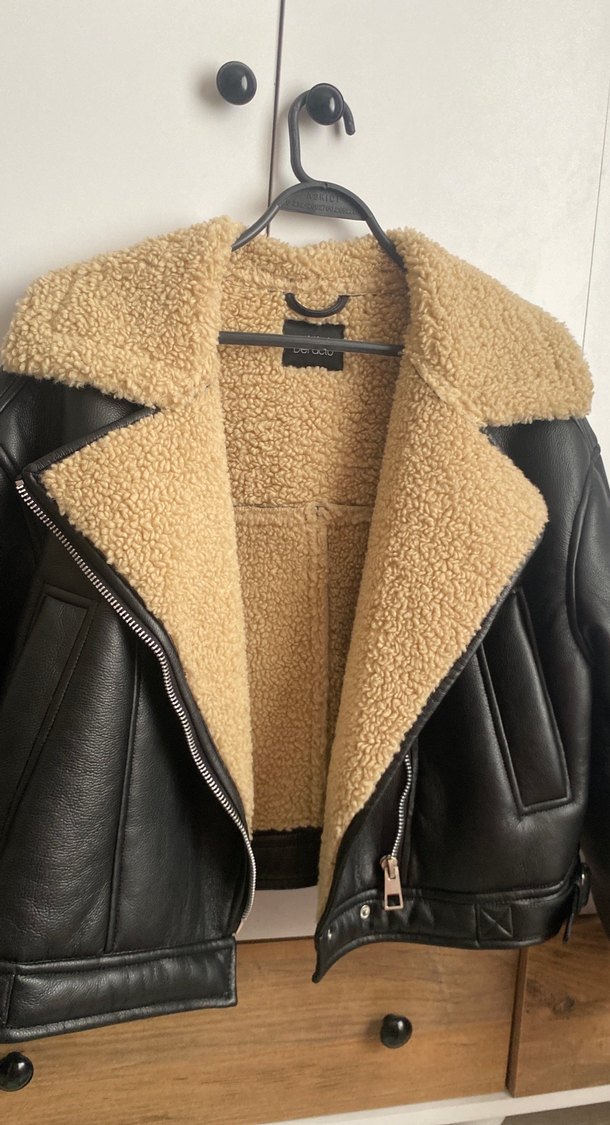 Kürk Detaylı Kahverengi Deri Ceket - Görsel 3