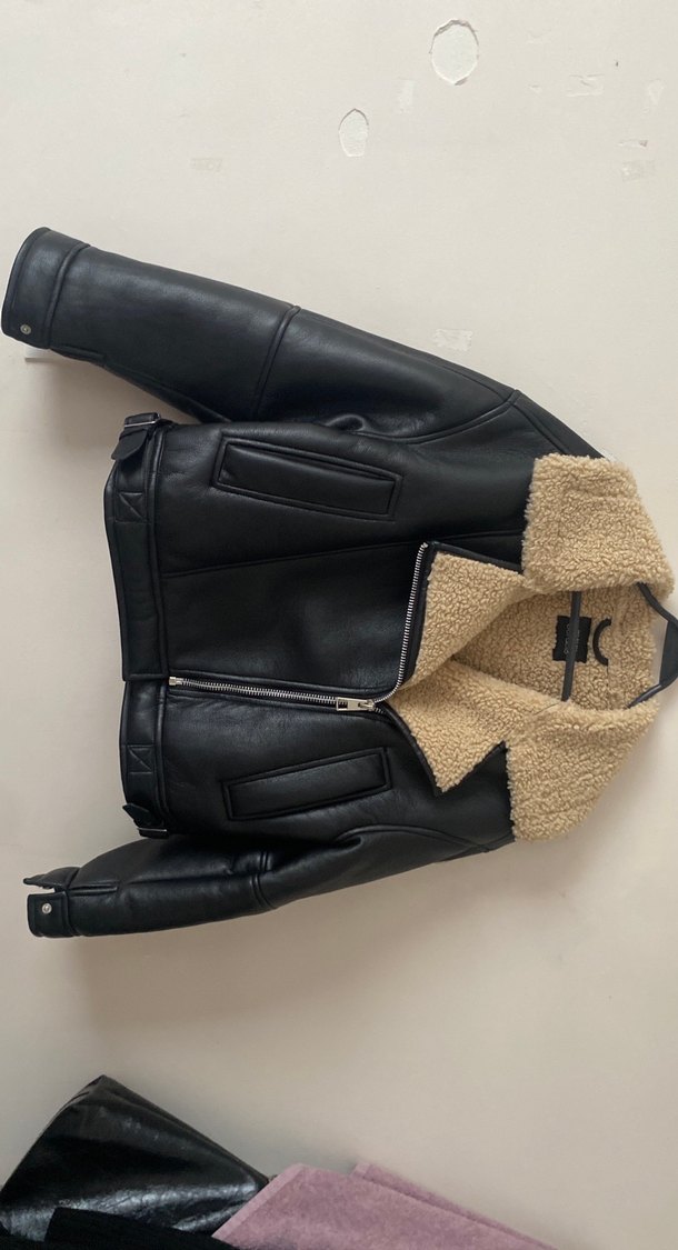 Kürk Detaylı Kahverengi Deri Ceket - Görsel 5