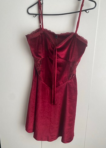 Bordo Dantelli gecelik - Görsel 5