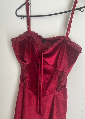 Bordo Dantelli gecelik - Görsel 3