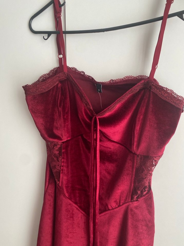 Bordo Dantelli gecelik - Görsel 4