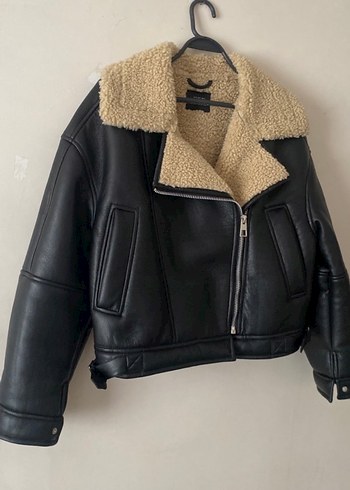 Kürk Detaylı Siyah Deri Kadın Ceket - Görsel 3