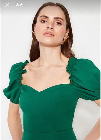 m Beden Trendyol zümrüt yeşil elbise