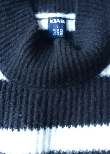 Çizgili Siyah Beyaz Triko Kadın Kazak tunik - Görsel 3