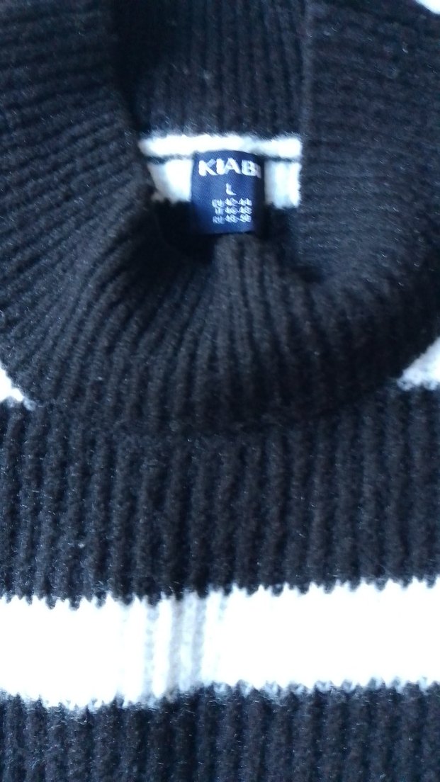 Çizgili Siyah Beyaz Triko Kadın Kazak tunik - Görsel 3