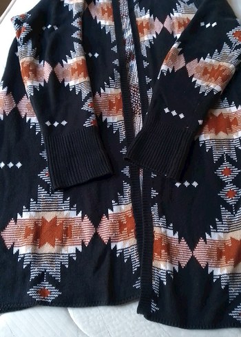 Bohem Desenli Uzun Kollu Örgü Hırka - Görsel 2